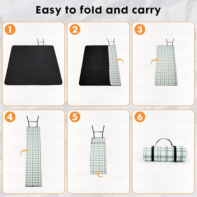 Picnic Blanket 80''x80'' Extra Large Outdoor Blanket, Waterproof, Sandproof, Machine Washable, Tear Resistant, Foldable Picnic Mat for Camping, Grass, Park, Travel, Beach – Green