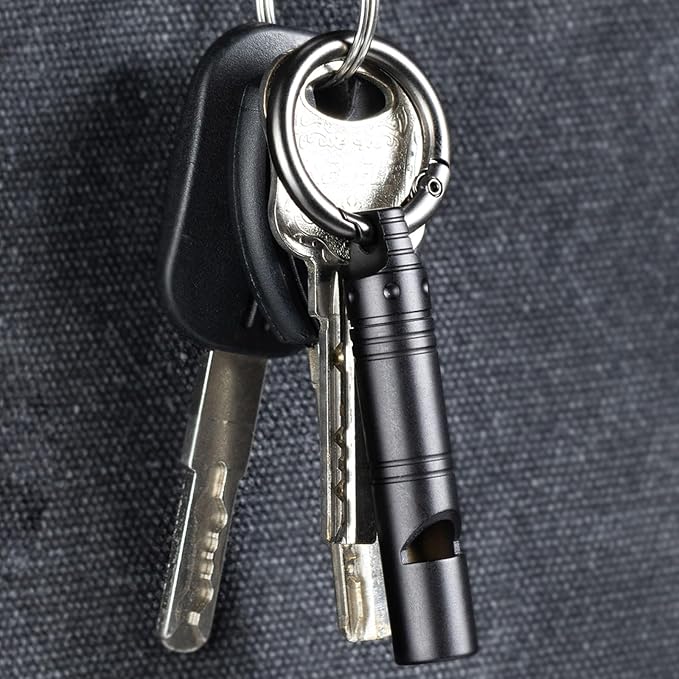 Whistle Emergency,Titanium Loud Whistle up to 120db,Emergency Survival Whistles Keychain for Kids Women Men,Safety Whistles for Camping Hiking-Black