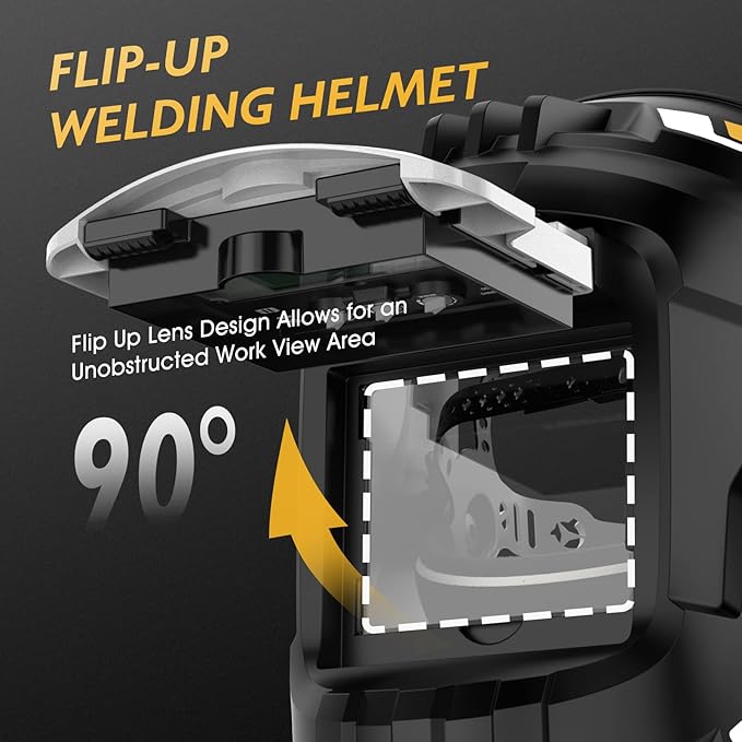 TOOLIOM Auto Darkening Welding Helmet True Color 1/1/1/1 Flip Front Welding Hood with Adjustable Shade Range 4/9-13 Solar/Battery Powered Welding Mask for TIG MIG Stick Welder Helmet