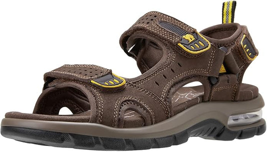 CAMEL CROWN Men's Leather Sandals for Hiking Walking Beach Treads Water Athletic Outdoor with Premium Air Cushion | Waterproof