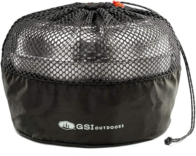 GSI Outdoors Glacier Stainless Steel Base Camper - Medium - 3 Pieces Cookset - Compact, & Durable Pot Pan for Camping