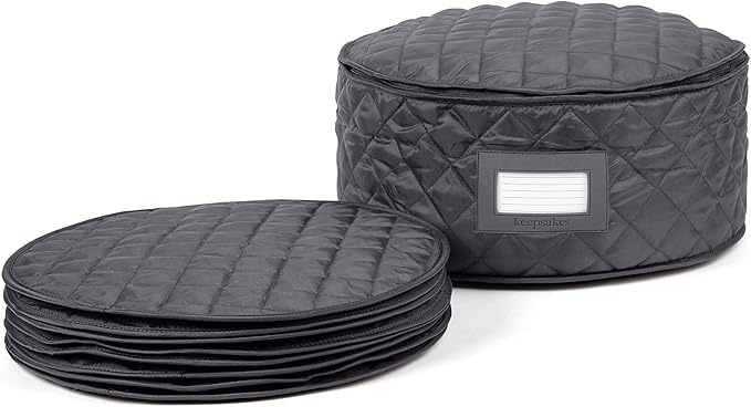 Covermates Keepsakes - Dish Storage - Padded Protection - ID Window - Stain Resistant - Machine Washable - China Storage, Slate