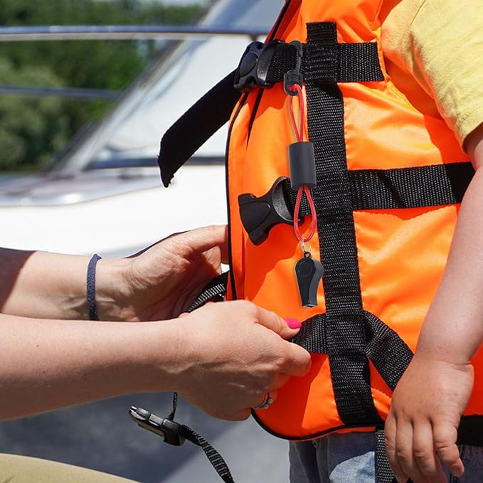 Boat Whistle with Lanyard, Loud Blast Survival Safety Whistle Emergency Accessory for Kayaking Camping Hiking Lifeguard Rescue Gear