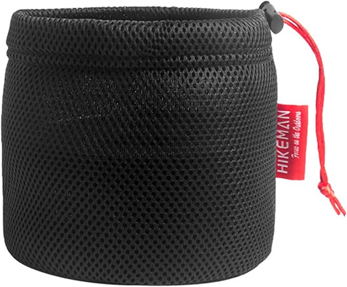 Camping Pot Bag, Camping Cookware Mess Kit Bag, Kitchen Cutlery Organizer with Drawstring, Black Nylon Mesh Outdoor Cookware for BBQ Fishing 22x25cm Pots Storage