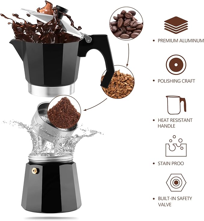 wedrink Stovetop Espresso Maker Moka Pot 9 Espresso Cup-15.2OZ Cuban Coffee Maker Stove top Coffee Maker Moka Italian Espresso