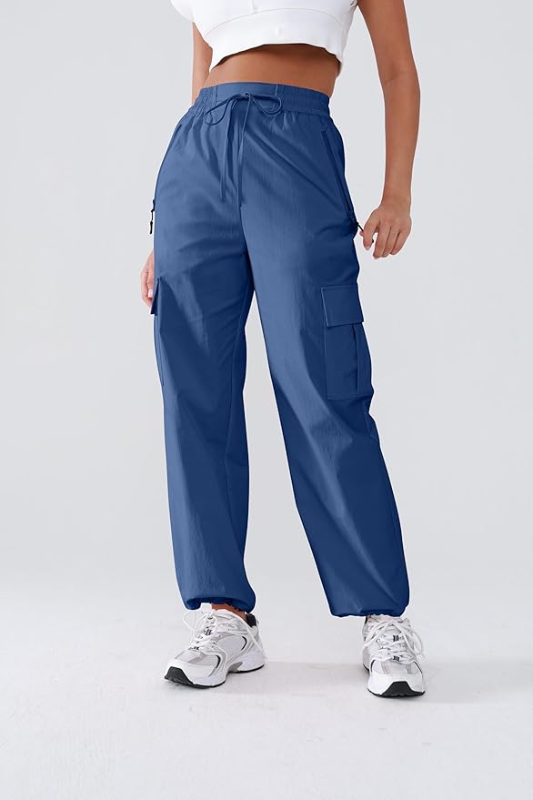 Hiking Pants Women Lightweight Cargo Pants Quick Dry Water Resistant Outdoor Travel Pants with Zipper Pockets