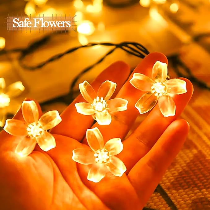 Cherry Blossom Flower String Lights for Bedroom Decor, 33ft 100 LED USB Plug in Decorative Twinkle Fairy Light with Timer for Christmas Easter Tree Window Wall Garland Hanging Decoration (Warm White)