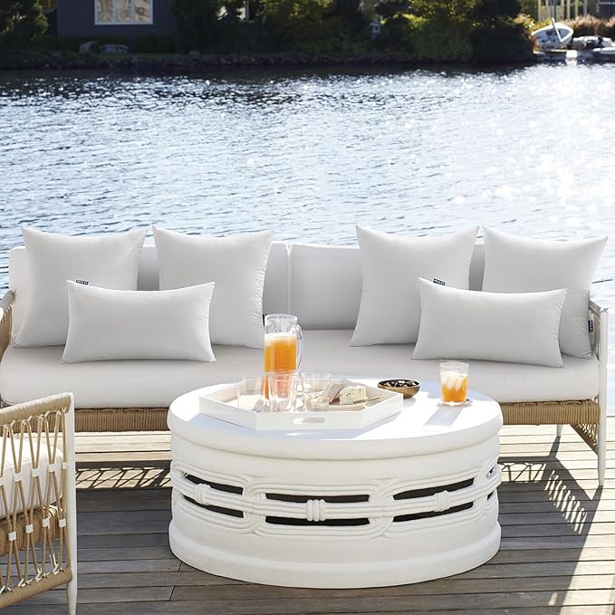 MIULEE Pack of 2 20x20 Inch Outdoor Pillow Inserts Waterproof Decorative Throw Pillow Insert, Square Lumbar Garden Pillow Form for Patio Sofa Couch