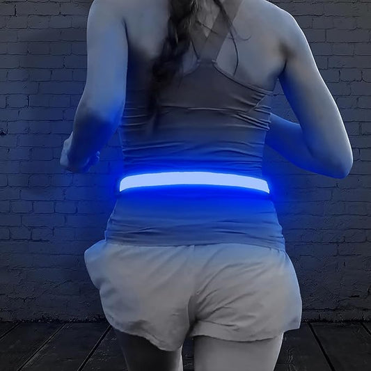 Illumifun LED Running Belt - USB Rechargeable Light Up Sash, High-Visibility Elastic Waistband Light for Running Cycling Hiking Camping Nighttime Activities