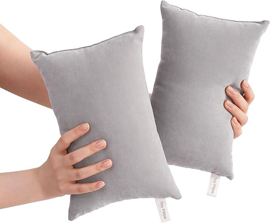 BEDSUM 2 Pack Tiny Pillows, 11"x7" Microfiber Mini Pillow for Travel, Pets, Soft and Machine Washable Small Pillows for Neck, Wrist, and Knee Comfort, Light Grey