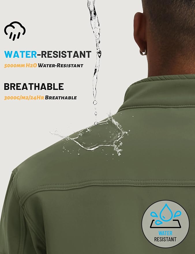TACVASEN Men's Tactical Softshell Jacket Fleece Lined Water Resistant Windbreaker Military Lightweight Coat for Hiking