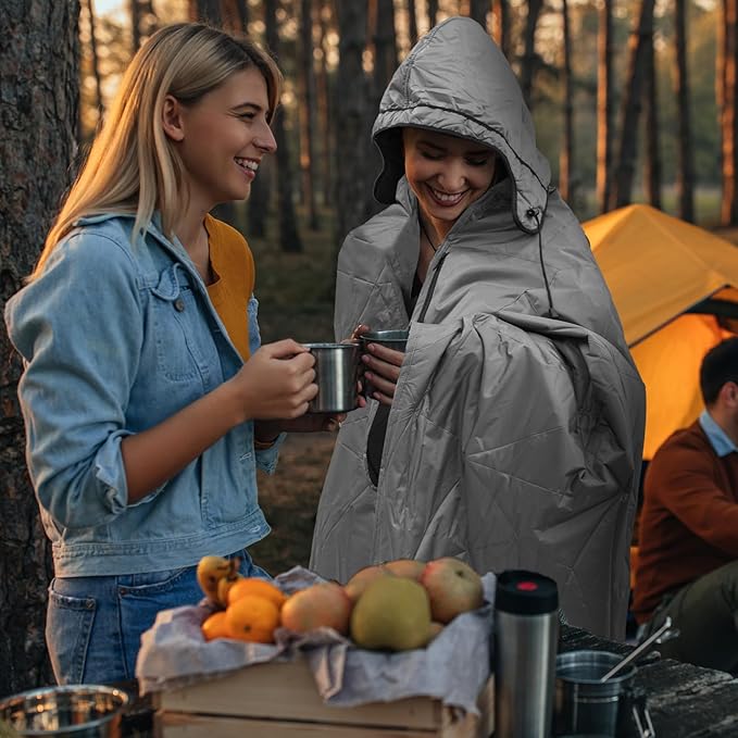 Outdoor Waterproof Blanket, Foldable Fleece Stadium Blanket for Outdoor Sports Event, Camping, Concerts, Car, Pet, Picnics - Windproof, Wearable, Machine Washable 80" x 58"