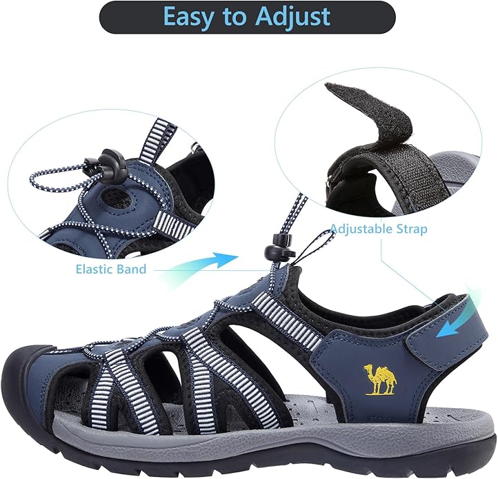 CAMELSPORTS Men's Hiking Sandals Closed Toe Outdoor Beach Sandal Waterproof Sport Fisherman Sandals Water Shoes