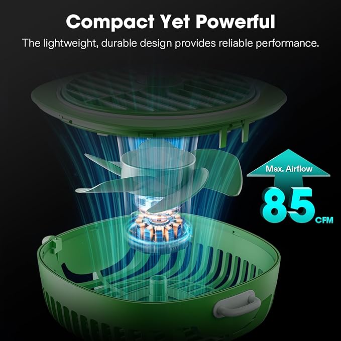 VIVOSUN AeroWave D4, 4” Grow Tent Clip Fan with Magnetic Hook, 3-Speed Strong & Quiet Airflow, Adjustable Airflow Angle for Hydroponics, Circulation & Cooling, Green, 1-Pack