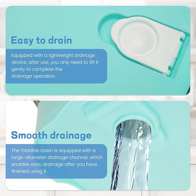 11 Liters (2.91 Gallons) Collapsible Dish Basin with Drain Plug,Outdoor Multi-Purpose Camping Sink for Cleaning Vegetables and as an Ice Bucket, Suitable for Kitchens, Camping and RVs (Green)