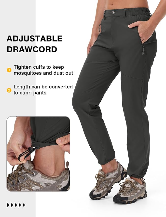 TBMPOY Women's Lightweight Hiking Pants Water Resistant Quick Dry Travel Work Outdoor Fishing Pants Zipper Pockets