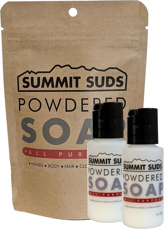 Outdoor Powdered Soap - Light Weight Backpacking soap for All Outdoor Recreation Like Hiking and Camping.