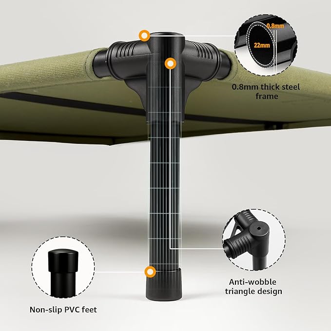 Canvas Elevated Dog Bed, Durable Chew Proof Outdoor Raised Pet Cot for Large Dogs, Waterproof, Breathable, Portable, Washable, Easy Assembly, Sturdy Frame for Camping & Travel, Green