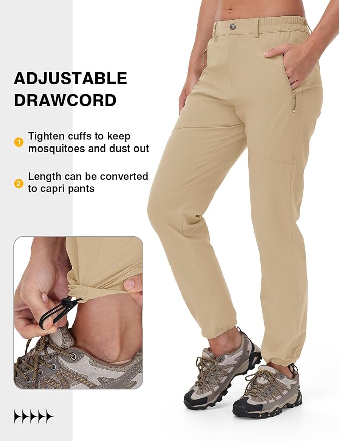 TBMPOY Women's Lightweight Hiking Pants Water Resistant Quick Dry Travel Work Outdoor Fishing Pants Zipper Pockets
