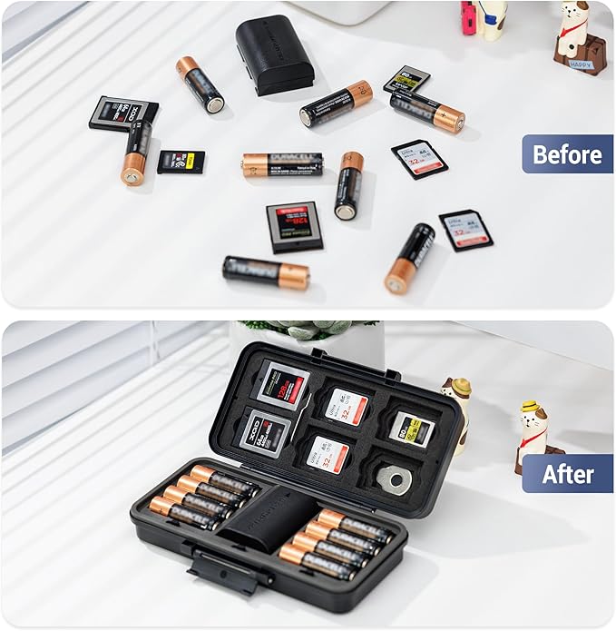 JJC Multi-Function Camera Battery Memory Card Storage Case for 6 SD Card,6 CFexpress Type-B/XQD Cards,5 CFexpress Type-A Cards,8 AA Batteries,3 Camera Batteries Holder Box for LP-E6 NP-FZ100 NPW235