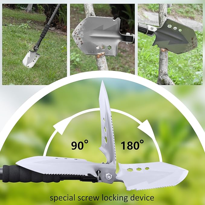 MonkeyKingBar-29inch Multifunction Folding Shovel with Detachable Steel Handle-Survival Shovel with Tactical Design for Digging, Hiking, Car, Off-Road(Portable Outdoor Gear)