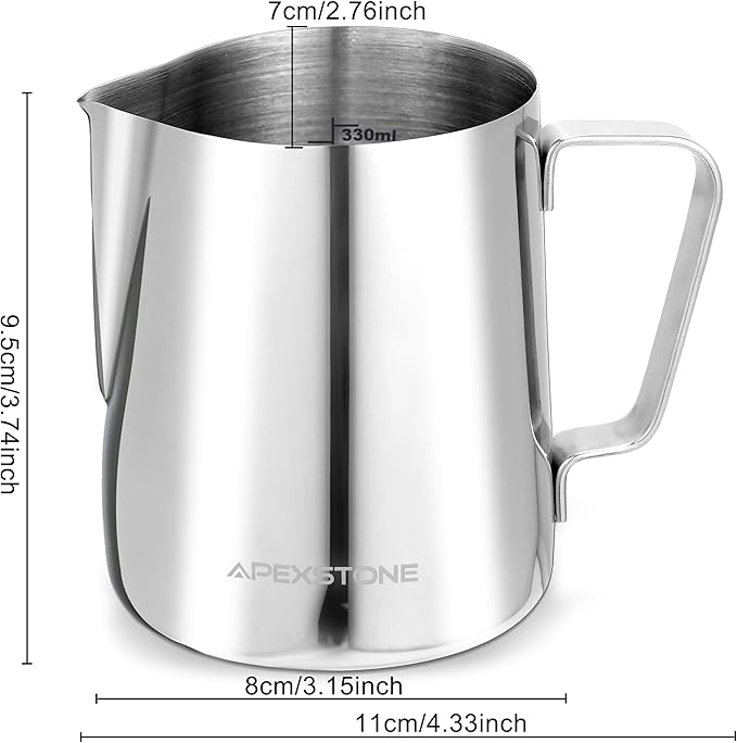 Apexstone 12 oz Espresso Steaming Pitcher, Coffee Milk Frothing Cup, Coffee Steaming Pitcher 12 oz/350 ml