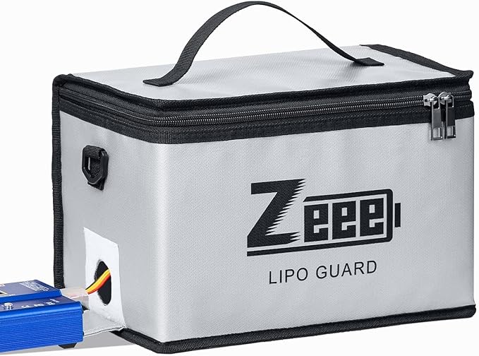 Zeee Lipo Fireproof Safe Bag - Large Capacity Storage Guard Pouch for Charging - 10 Cell Adjustable (10.6x6.7x6.7in)