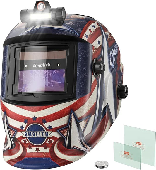 1/1/1/1 True Color Auto Darkening Welding Helmet with light, Solar Powered Wide Shade 4/9-13 for TIG MIG Stick Weld Hood Welding Mask