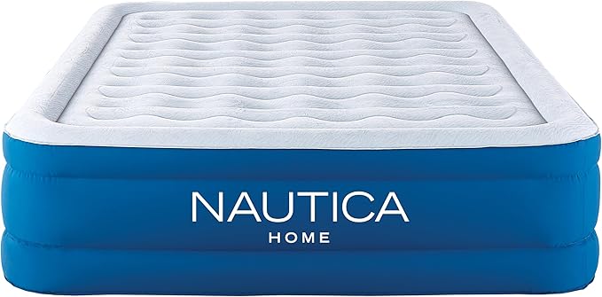 Nautica Home 18" Support Aire Size Queen Cooling Pillow Top with Raised Edge Support, Curved iFlex Beam Construction, Inset Powerful Pump, Puncture Resistant Vinyl, Storage Bag