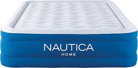 Nautica Home 18" Support Aire Size Queen Cooling Pillow Top with Raised Edge Support, Curved iFlex Beam Construction, Inset Powerful Pump, Puncture Resistant Vinyl, Storage Bag