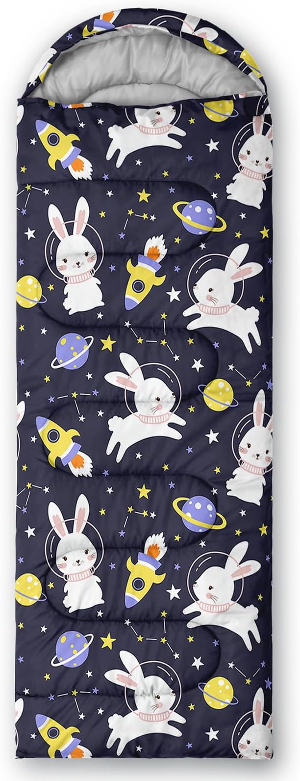 AILONEN Pink Lovely Rabbit Sleeping Bag for Girls Kids Adults,Warm and Cool Weather,Lightweight,Waterproof Backpacking,Cartoon Flowers Printed Bunny Sleeping Bag for Camping