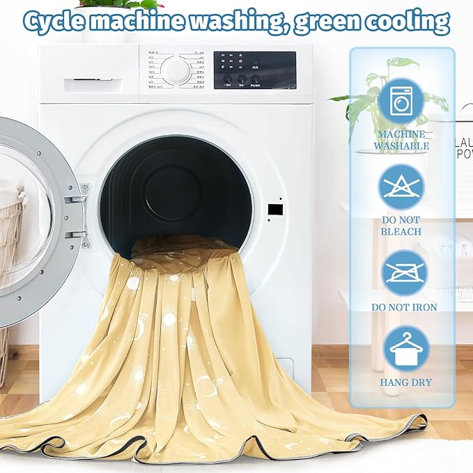 inhand Cooling Throw Blanket (50"x60") - Cooled Blankets for Hot Sleepers Lightweight Breathable Summer Blanket for Sleeping Night Sweats to Keep Cool in The Heat -Beige