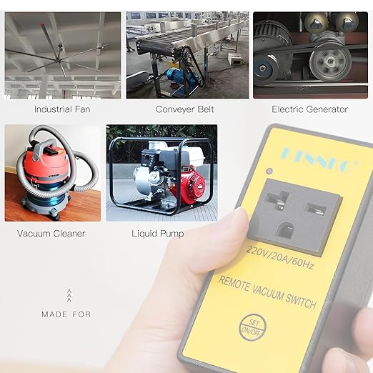 220V Automatic Remote Vacuum Switch, KTNNKG Wireless Outlet for High Power Dust Collector Tools, 5s/10s Delay Off Autoswitch,20A/60Hz/3600W