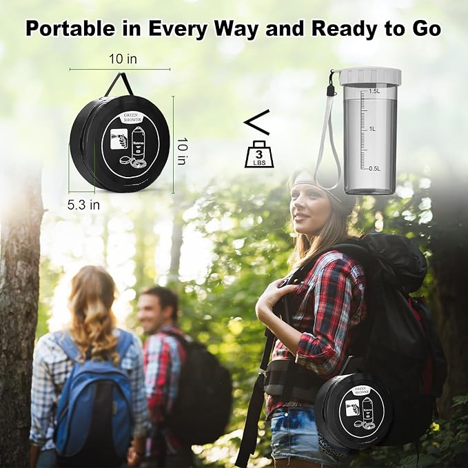 Portable Shower for Camping,5 Gal/20L Solar Heating Camping Shower Bag with Shower Pump,Shower Head,Essential for Camping,Festivals,Overlanding,Beach Trips,Outdoor Showers (Eco Foot Pump)