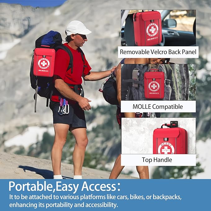 Comprehensive First Aid Kit -Labeled Compartments for Trauma & Emergencies, Compact Emergency Kits for Car, Boats, Camping, Hurricanes and Outdoor Emergencies Survival -265 Piece