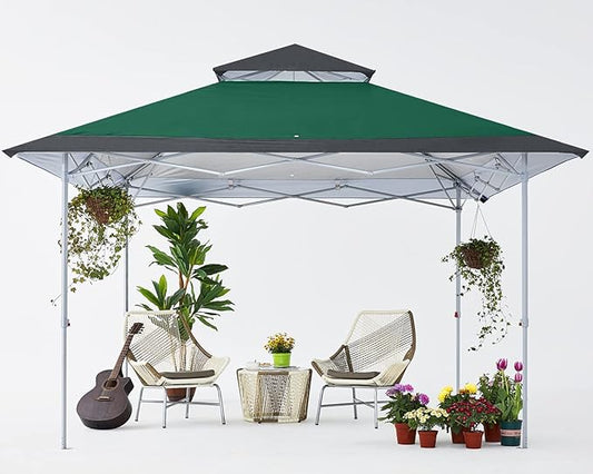 COOSHADE 13x13Ft Pop Up Canopy Tent Instant Folding Shelter 169 Square Feet Large Outdoor Sun Protection Shade(Forest Green and Dark Grey)