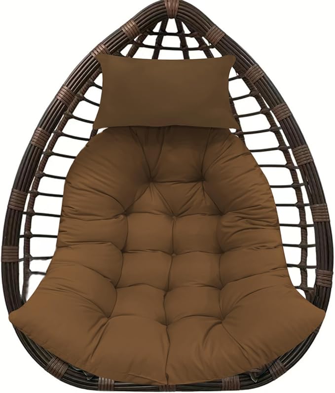 Thicken Hanging Basket Seat Cushion with Headrest, Hammock Swing Chair Cushions, Soft Egg Patio Chair Cushion with High Elasticity PP Cotton, for Indoor and Outdoor Garden Offices (with Pillow)