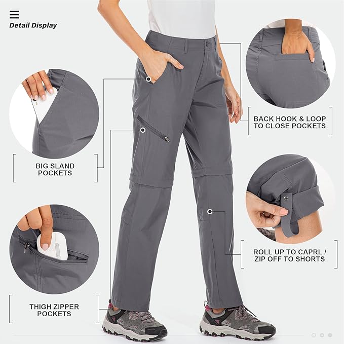Women's Hiking Pants Convertible Zip Off Lightweight Quick Dry Outdoor Travel Camping Safari fising Pants