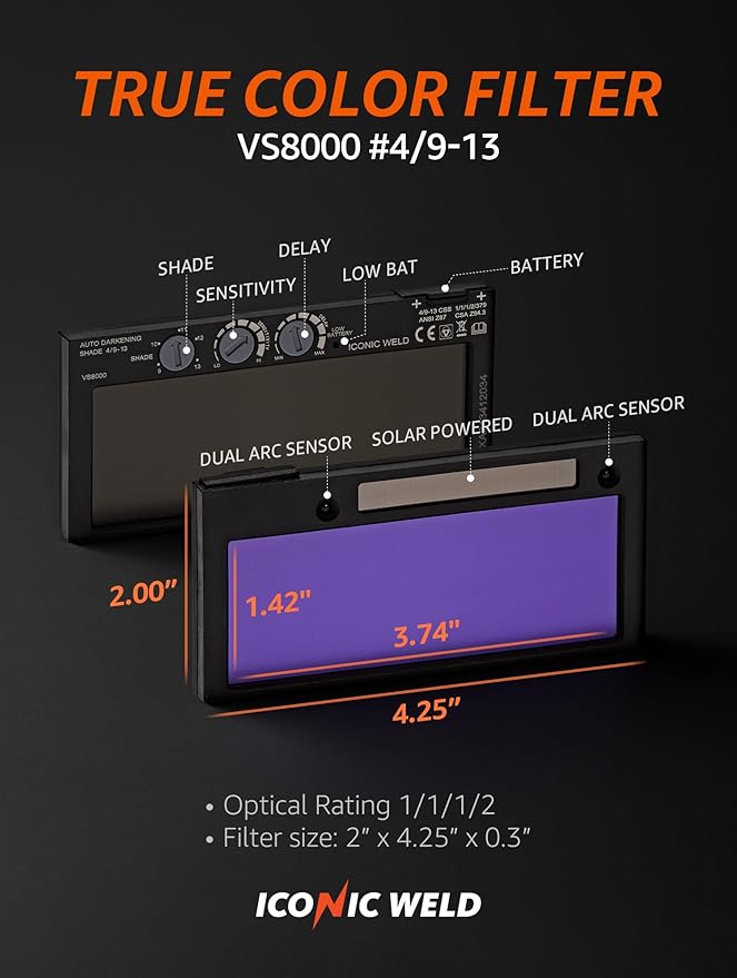 Auto Darkening Welding Helmet - Flip Up Lens, Lightweight, Shade #4/9-13 (Touchdown)