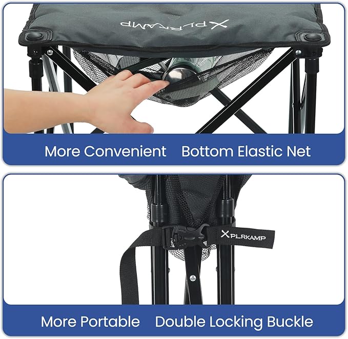 Padded Camping Stool, 18 Inch Oversized Camping Foot Rest, 500lb Camping Chairs Outdoor Footstool Portable Camping Ottoman for Camping Gardening Fishing w/Storage Net Carry Bag(1, DarkGreen)