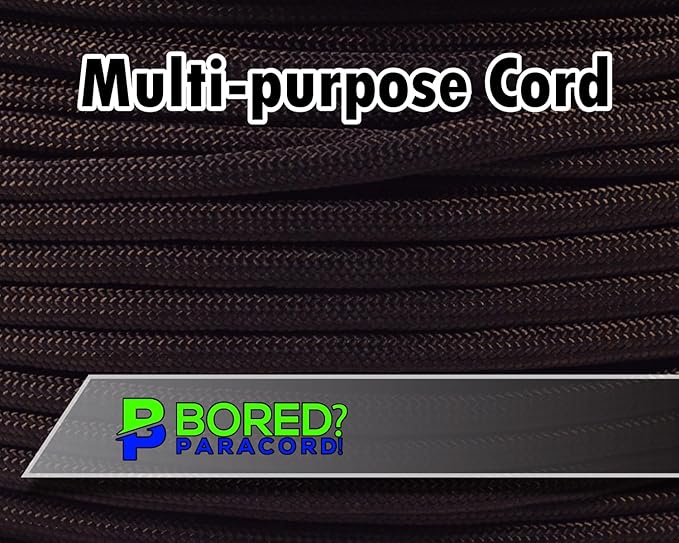 BORED? PARACORD! 550 lb Paracord - Ideal for Crafting, Camping, DIY Projects, Active & Military Outdoors - Strong Survival Rope - Tactical Parachute Cord Type III - Walnut 100 Feet