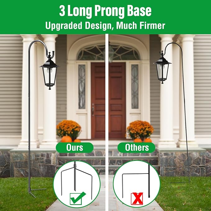 GOFORWILD Shepherd?™s Hooks 4 Pack Black, 65 inches Tall, Made of Premium Metal for Garden Decor, Plant Hanger, Lantern Hook, Garden Stake and Wedding Decor, 7016