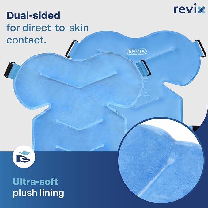 REVIX XL Shoulder Ice Pack for Rotator Cuff Reusable Gel Cold Wrap for Shoulders Injuries and Surgery, Soft Plush Lining, Flexible and Long Lasting