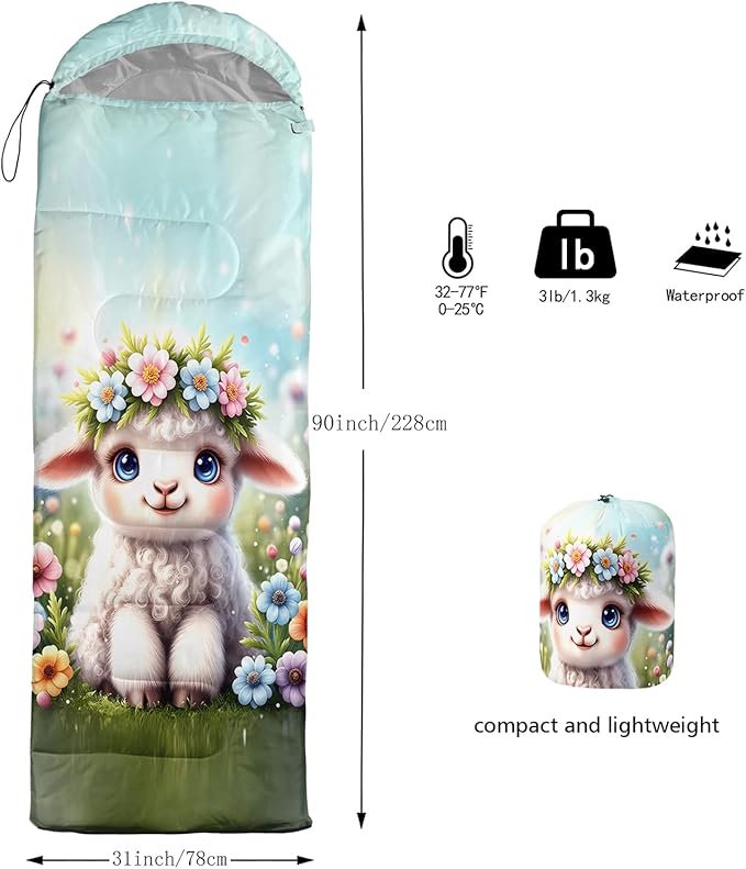 Sea Turtle Sleeping Bag for Kids Boys Girls,Ocean Themed Camping Gear,Waterproof Compact Sleeping Bag for Camping Backpacking Outdoor Hiking.