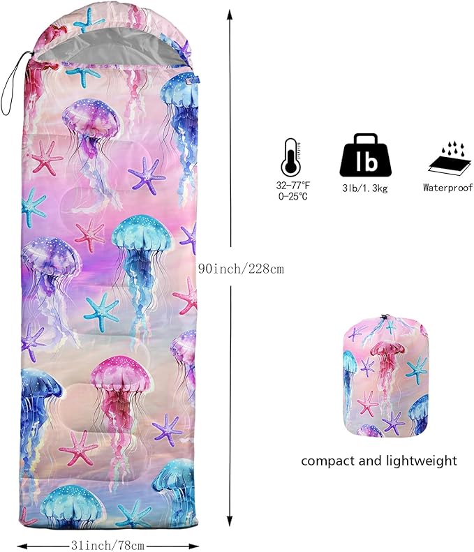 QOOMO Camping Sleeping Bags,3 Season Warm & Cool Weather,Lightweight,Waterproof Sleeping Bags for Adults & Kids,Traveling,and Outdoors,Camping Gear Equipment