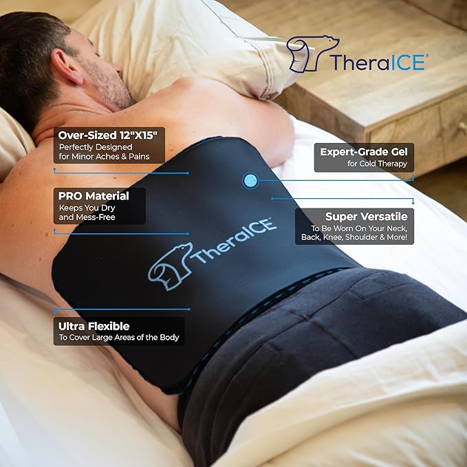 TheraICE PROpack Cold Therapy Reusable Cold Gel Ice Pack - Extra Large 12x15 - Great for Muscular Back Pain, Shoulder, Hip Knee - Oversized Multipurpose Cold Icepack for Minor Aches & Pains
