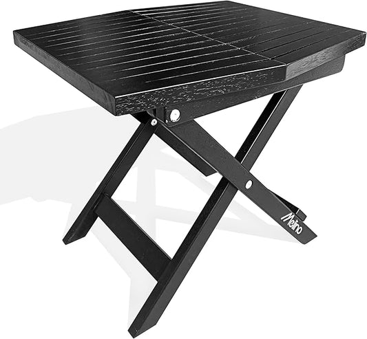 Melino Wooden Folding Table - Black Acacia Wooden Small Foldable End Coffee Tables - FSC Certified Solid Wood Patio Side Table - Weather Resistant & Fully Assembled - Indoor and Outdoor Furniture