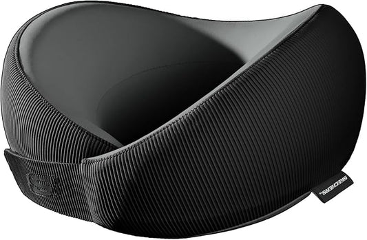 Skechers Memory Foam Neck Pillow, Comfortable & Breathable Travel Pillow,Neck Pillow Airplane for Travel, Car Rides, Home, and Office Use, Ergonomic Design for Men and Women,Black