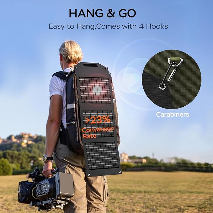 MARBERO Portable Solar Panel 30W Solar Panel Charger 23% High Efficiency Foldable Solar Panels QC3.0 USB & DC Port Compatible with Cell Phone Ipad Laptop IP65 Waterproof for Camping Outdoor Cloudy