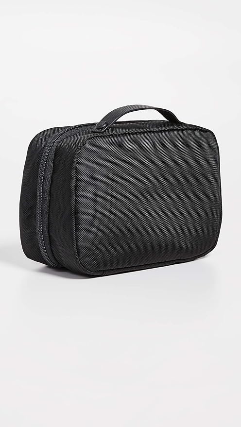 TUMI Alpha Split Travel Kit - Compact Toiletry Bag for Men & Women - Features Removable Leather Handle & 3 Zip Pockets - Black